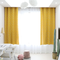卡通窗簾成品黃色小鴨韓式印花半遮光窗簾飄窗兒童房