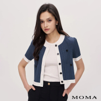 【MOMA】簡約撞色壓褶外套(藍色)