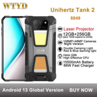 Unihertz Tank 2 Laser Projector Rugged Phone 12GB+256GB 108MP Camera Night Version 15500mAh 6.79'' Android 13 4G NFC Smartphone