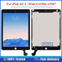 Tested For iPad Air 2 / iPad 6 2014 A1566 A1567 LCD Touch Screen Digitizer Full Assembly Replacement Spare Parts