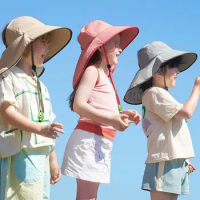 Children's Sun Protection Hat Summer UV Protection Sun Hat Beach Hat Large Brim Hat Casual Sun-Shade Fisherman Hat