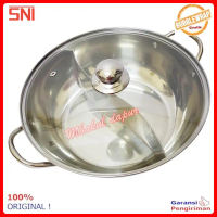 Panci Shabu Shabu Panci Steamboat Panci Sukiyaki Stainless Tutup Kaca 30 Cm Pasti Diskon