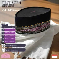 Aceh Souvenir Peci kopiah songkok hitam halus motif bordir tradisional kopyah laki-laki dewasa musli