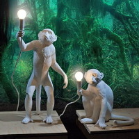 北歐創意工業風麻繩動物猴子燈客廳餐廳臥室服裝店 吊燈臺燈壁燈