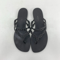 Pre-owned HERMES BLACK SHOES SLIP ONS ALOHA RUBBER SANDAL CDC #37 (RUUA/PNUNQ)