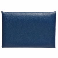 【Hermes 愛馬仕】經典Calvi系列小牛皮暗釦萬用零錢/卡片夾(鋼藍色H078382CK-DEEP BLUE)