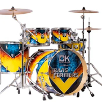 DK Juniors 5 Piece Drums Set Professional Pcuession Instruments Cymbals Stool Children Kids Drum Kit for Gift