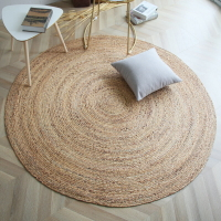 手工水草編織地毯圓形北歐簡約近黃麻地毯客廳臥室床邊毯