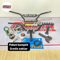 paket komplit stang trail+dudukan/adaftor stang+gas spontan daytona 2tombol+lampu tembak LED=gratis