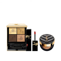 【YSL】官方直營 奢華時尚鎖心彩妝組(限量眼影盤+ 奢華印記鎖心光唇釉)