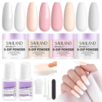 SAVILAND Dip Powder Nail Kit Starter: All Season Nails Dip Powder Starter Set with 4 Colors Clear Wh