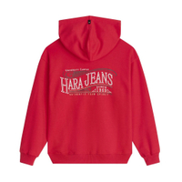 1020[ส่งฟรี] Hara ฮาร่า ของแท้ เสื้อกันหนาวฮู้ดดี้ ซิปหน้า  สีแดง สกรีนลายด้านหลัง Cotton 100 ผ้ายืดใส่สบาย รุ่