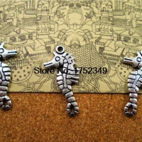 5pcs Antique silver sea horse charms,sea horse pendant 20x38mm