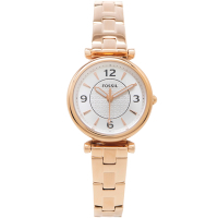 FOSSIL 甜美風格款不鏽鋼錶帶手錶(ES5202)-銀色面x玫瑰金色/28mm