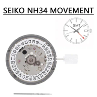 Japan Original Seiko NH34 NH34A GMT 24 Jewels Automatic Mechanical White Date High Accuracy Movement 3 o'clock/3.8 o'clock Crown