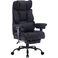 Fabric Office Chair, High Back Executive Office Chair with Footrest, Ergonomic Office Chair for Back Pain Relief, Black