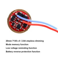 20mm Stepless Dimming AMC7135 x8 2.8A Driver Circuit Board for T6 L2 XPL SST40 18650 26650 LED Flashlight DIY