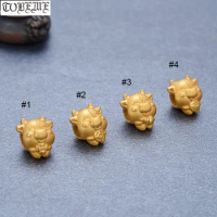 3D 100% 999 Silver 24K Gold-plated OX Beads Real Pure Silver Lucky OX Beads Chinese Zodiac OX Loose Beads