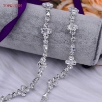 TOPQUEEN S305 Thin Belt for Wedding Dress Jeweled Wedding Belt Organza Bridal Belt Rhinestones Evening Gowns Belts Female Belt