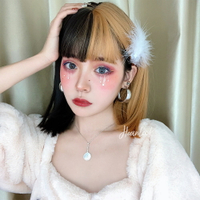 長假髮整頂假髮-拼色齊瀏海直髮Lolita女假髮2款73xx8【獨家進口】【米蘭精品】
