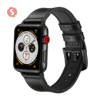 ShengOne Leather and Soft Silicone Fashion Band for Apple Watch Series 5 4 40 44MM Replacement Watchstrap Bracelet 3 2 1 38 42MM