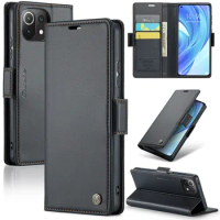 CaseMe Leather Phone Cases For Xiaomi Mi 11 Pro Lite Case Litchi Grain Pattern Wallet Shockproof Stand Covers Mi 11 11Pro 11Lite