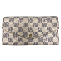 【二手名牌BRAND OFF】LOUIS VUITTON LV 路易威登【再降價】白色 棋盤格 PVC塗層帆布 Sarah 扣式長夾 N63208