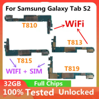 For Samsung Galaxy Tab S2 T815 T810 T819 T813 Motherboard 32gb Unlocked Logic board Mainboard With Full Chips Android