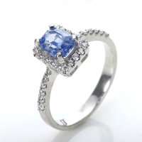 【DOLLY】1克拉 天然藍寶石18K金鑽石戒指(016)