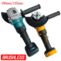 100MM/125MM M14 Brushless Electric Angle Grinder Cutting Woodworking Tool No Battery Variable Speed Fit Makita 18v Battery