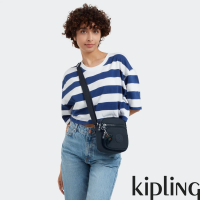 【KIPLING官方旗艦館】沉穩素面藍多袋小巧斜背包-RON