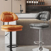 Bar Chair Modern Simple High Stool Household Wrought Iron Bar Chair Cash Register Lifting Swivel Backrest Chair Bar Stool