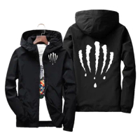 Flight jacket men's 2021 new spring and autumn blood claw print top large casual retro Hooded Jacket windbreaker coat