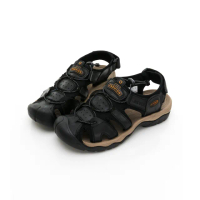 【GEORGE 喬治皮鞋】舒適系列 真皮機能護趾包頭涼鞋 -黑 417007JI10