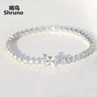 Shruno Solid 18k White Gold 4.6ct Moissanite Diamond Bracelet Women Trendy Tennis Moissanite Bracelet Luxury Classic Anniversary