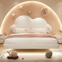Cute Princess Bed Upholstered Lights White Loft Bed Comferter Modern Camas De Dormitorio Bedroom Set Furniture