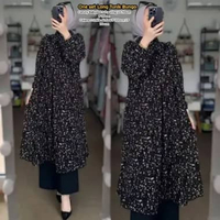 Namira One Set Wanita Kekinian Tunik Rayon Premium Baju Setelan Celana Kulot Korean Style LD 110 cm 