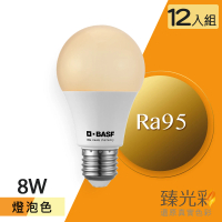 【臻光彩】LED燈泡8W 小橘美肌_燈泡色12入(Ra95 /德國巴斯夫專利技術)