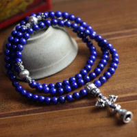 Top Grade 6MM Lapis Lazuli Genuine Tibetan Prayer Beads 108 Beads Buddhist Mala
