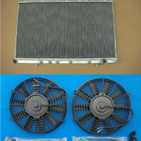 High Performance Aluminum Radiator + Fan*2 For MITSUBISHI Lancer EVO 1 2 3 EVO1 EVO2 EVO3 Manual MT