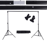 2 * 3m / 6.6 * 9.8ft Adjustable Background Support Stand Photo Backdrop Crossbar Kit with two Clamps Photography Accessories Set