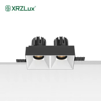 XRZLux Square LED COB Recessed Downlights Single Double Heads Anti-glare Trimless Led Ceiling Spotlights Indoor Lighting