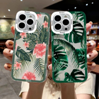 Palm tree Leaves Plant Flower Clear Phone Case for iphone 11 12 13 14 Pro Max X XR XS 7 8 Plus SE2 Back Transparent Cover Fundas