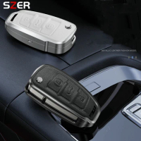 Metal Leather Car Key Case Cover Shell For Audi A1 A3 8P 8L A4 A5 B6 B7 A6 A7 C5 C6 4F Q3 Q5 Q7 Q8 TT S3 S4 S6 RS Accessories