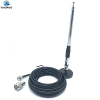 27Mhz 20W 1.5dbi BNC Male Connector Whip Antenna + Magnetic Base PL259 Male Adapter for Cobra Midland Uniden Anytone CB Radio