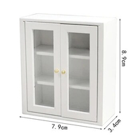 1PC 1:12 Dollhouse Mini Wooden White Wall Cabinet Hanging Bathroom Storage Organizer Cupboard Furniture Accessories
