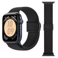 Nylon Strap For Apple watch band 45mm 40mm 44mm 41mm 49mm 38mm Elastic carbon bracelet iWatch series 9 8 7 6 3 se Ultra 2 bands