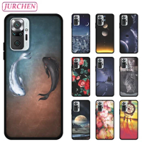 JURCHEN Silicone Phone Case For Redmi Note 10 4G 5G Fashion Cartoon Cat Dog Painting For Redmi Note 10 Pro TPU Thin Back Cover