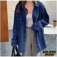 Goldie Shop Kemeja Jeans Oversize Gaeul XL / Kemeja Denim / Baju Atasan Lengan Panjang Wanita / Keme
