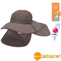 【荒野 WildLand】中性抗UV折疊式護頸遮陽帽.休閒帽_深灰